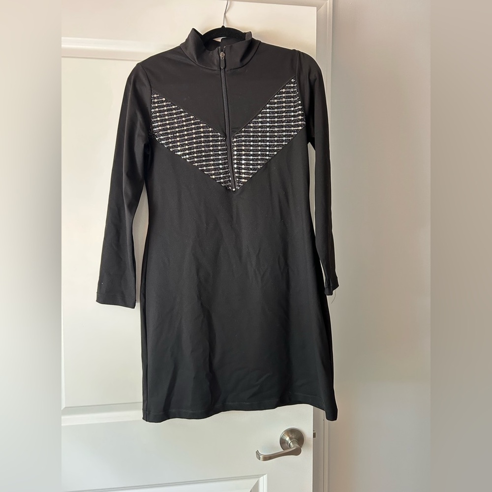 Boston Proper Black Sheath Dress Mock Neck 3/4 Sleeve